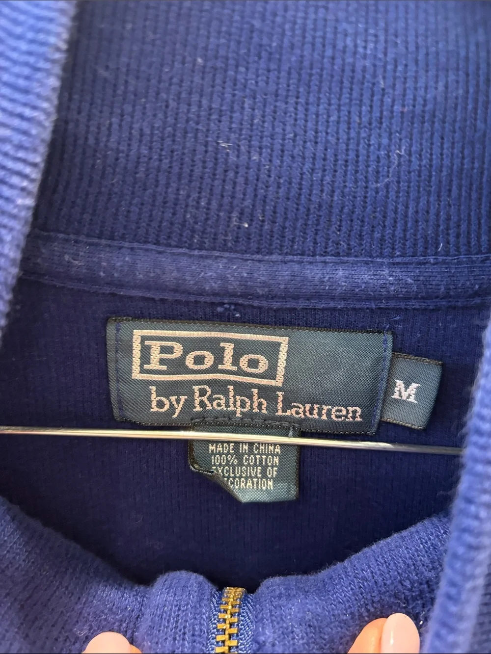 Polo by Ralph Lauren Men’s Cobalt Blue Quarter-Zip Fleece Pullover